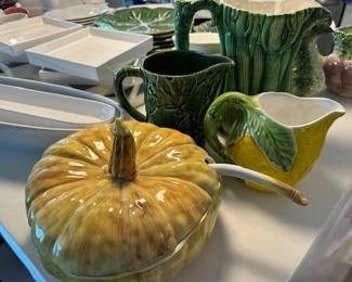 Italian pottery soup tourine and pitchers