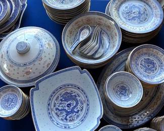 Vintage Chinese Rice Grain porcelain set