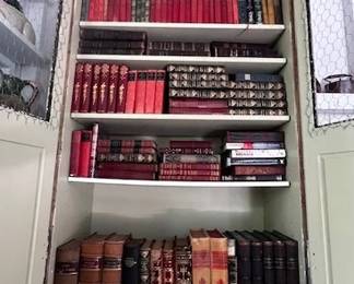 Many leather bound books