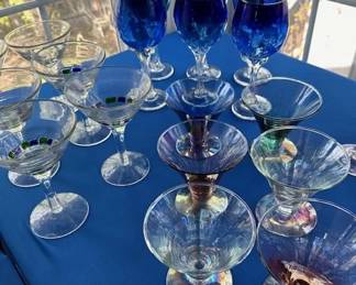 Classic cobalt saphire blue wine glass goblets