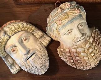 Zeus and Dionysus mask wall hangings