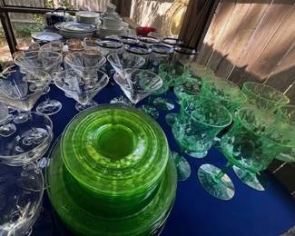 Green depression glass, green uranium glass, 