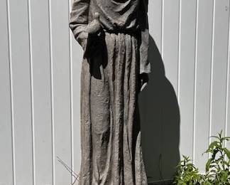 St. Francis stone figure, 65.5"tall x 12" wide, 8" deep