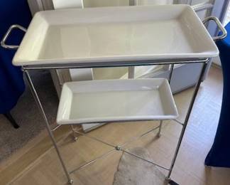 Ceramic 2 shelved serving shelf