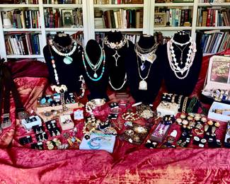 Costume and fine jewelry.  Sterling and gold.  James Avery, Jeep Collins, Givenchy, Indian Pawn, Miriam Haskell, Nambe