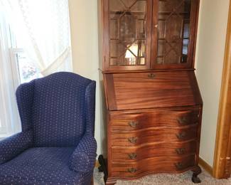 Palmer House Wingback Chair, Chippendale Secretary.  