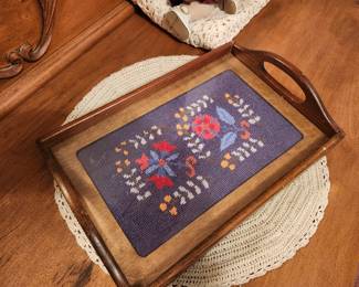Needlepoint tray. 