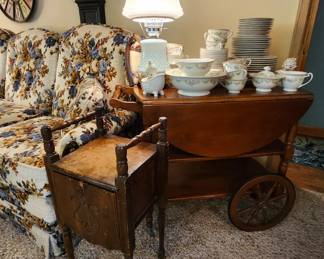Cigar stand, Early American Tea Cart. 