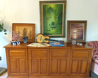 Custom stereo cabinet and art