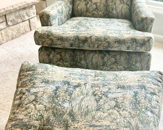 Kravet Water Garden, upholstered Arm Chair with foot rest set $275