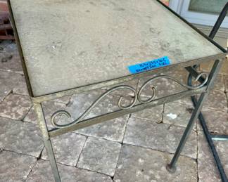 Wrought iron vintage outdoor table 16.5x24.5x 20.5”h $65