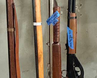 Vintage wood handled BB guns
*Benjamin Franklin Airpump Bb Gun $150
*Daisy Red Rider BB Gun $35
Cap gun $5
Non projectile gun $10