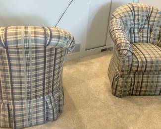 2 overstuffed upholstered swivel arm chairs by Kravet furniture 34w x 41d x 18.5 $185ea