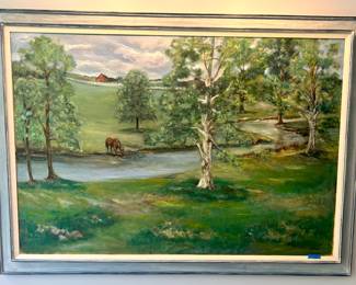 82.5w x 58.5”h framed Lippold Landscape $250