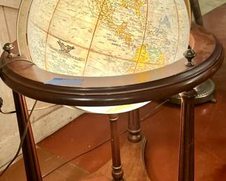 *Vintage lit globe 22 Rnd x 32”h Table $185