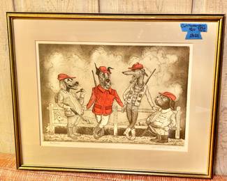 Curt Frankenstein framed and double matted, “The Hunters” 33 of 75