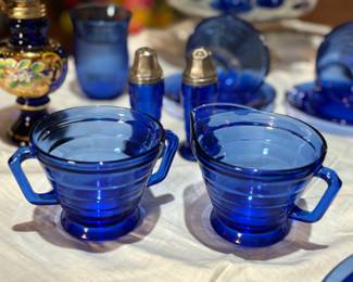 Hazel atlas modern tone blue cobalt dishes