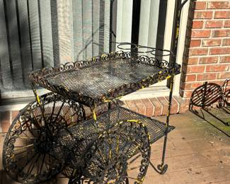 Wrought iron bar cart