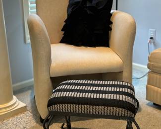 Cream club chair (2 of 2), ottoman