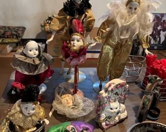 Porcelain harlequin dolls 