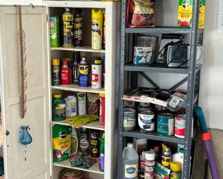 Shelving, cabinet, garden / garage items