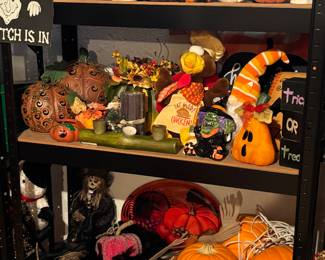 Halloween decor, shelving units