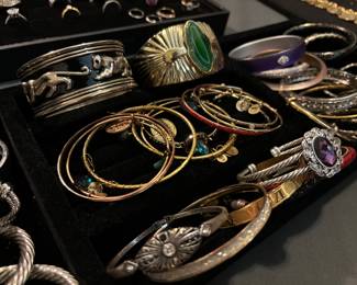Trays of stunning bangles, jewelry