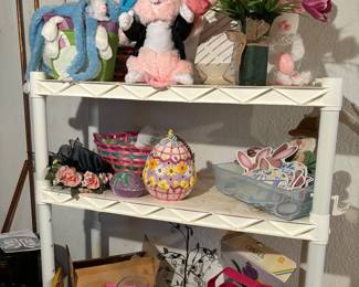 Easter decor, rubbermaid shelving