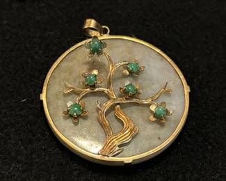 Stunning antique tree of life 14k pendant, jewelry 