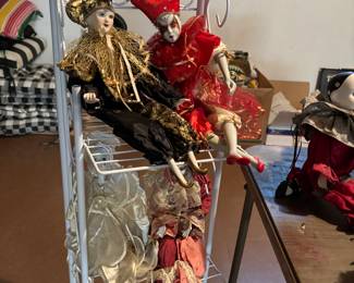 Porcelain harlequin dolls 