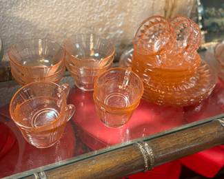 Pink depression glass