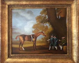 Reproduction oil on canvas of original work "Eclipse with Mr. Wildwood & His Sons" by 18th century British painter George Stubbs