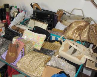 Angela table full of purses
