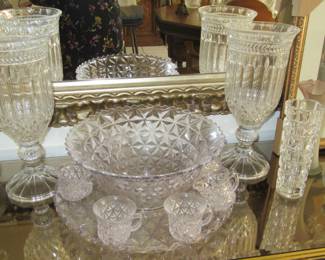 Angela punch bowl with crystal candle holders
