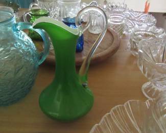 Angela green cased glass vase