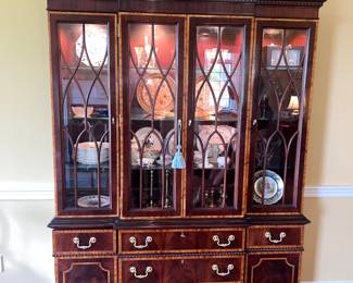 Councill inlaid lighted breakfront china cabinet