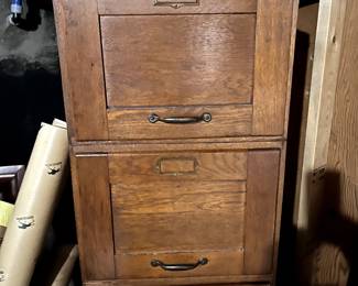 RARE Solid Oak File Cabinet with original interior dividers...a real find!