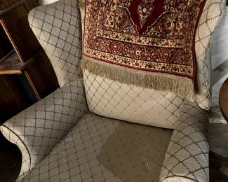 Set of Wing back chairs and a lovely Antique silk rug