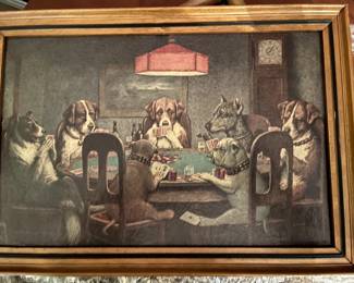 We have the entire set of Vintage C.M. Coolidge "Dogs Playing Poker" prints!  AWESOME!  7, all framed...a MUST for your fun den or Man Cave!