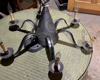 Antique pressed tin chandelier...  awesome piece!