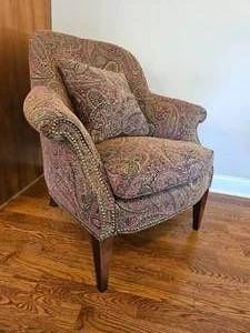 1 of 2 Sam Moore Furniture Paisley Upholstered Barrel Chairs