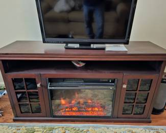 TV stand entertainment console with fireplace
