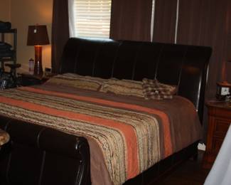 Leather king-size bed