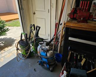 Garage - Tools, Gun safe, tool chest, garden tools, hand tools, sockets, washer and dryer