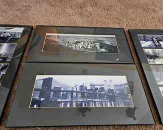 Black & white panoramic photographs of New York City skyline