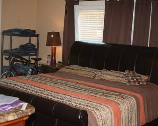 Leather king-size bed