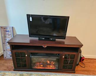 TV stand entertainment console with fireplace