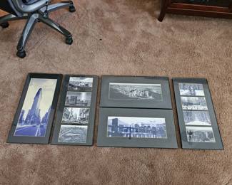 Black & white panoramic photographs of New York City skyline