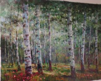 sold    unframed 30x40 Russian artist "Field of Aspens"  $850  
framed approx. 4'x3'  $1,100