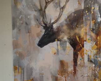     unframed 41x41 "Deer " $1,600 Italian artist        framed $1,900